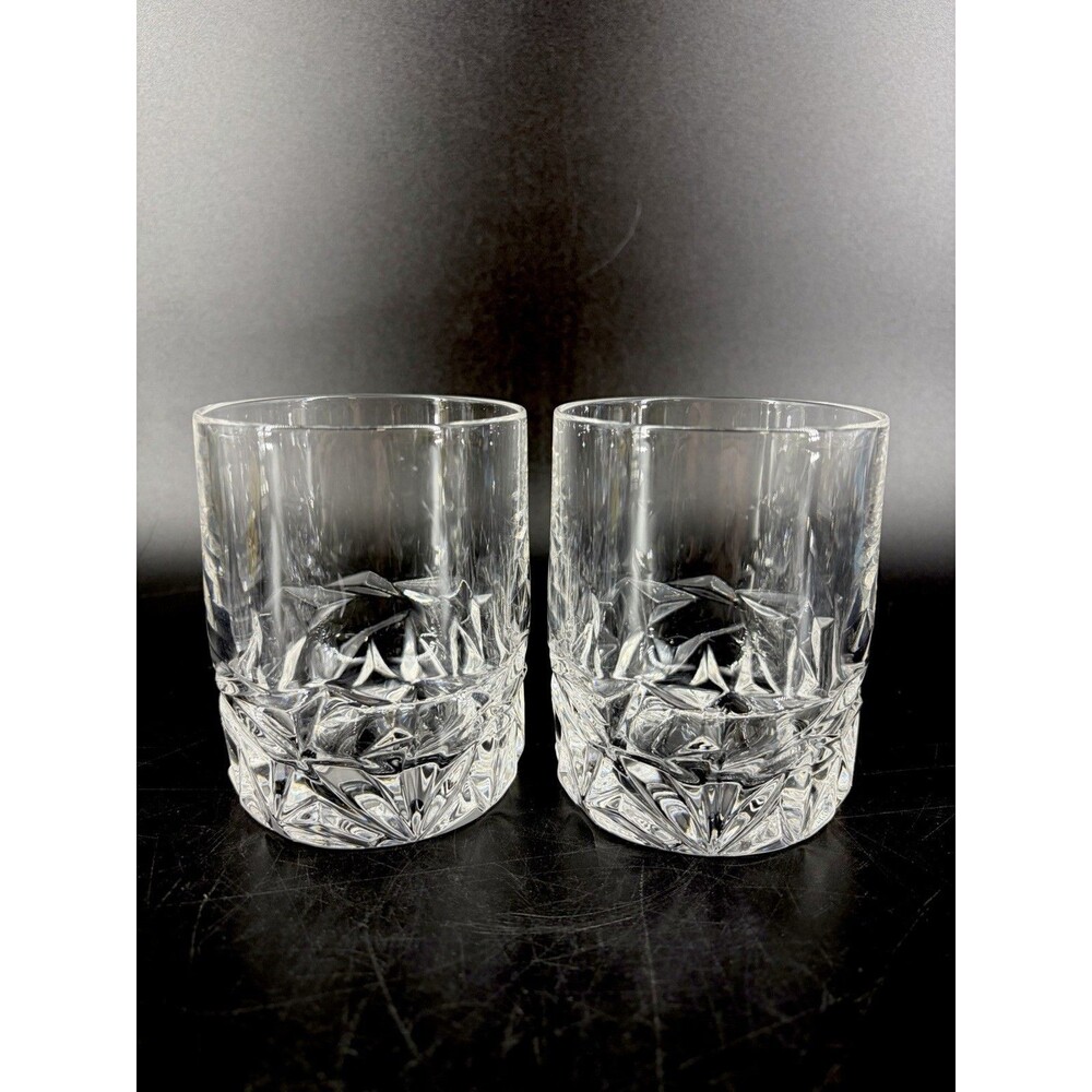 tiffany & co rock cut crystal double old fashioned glass whiskey set 2